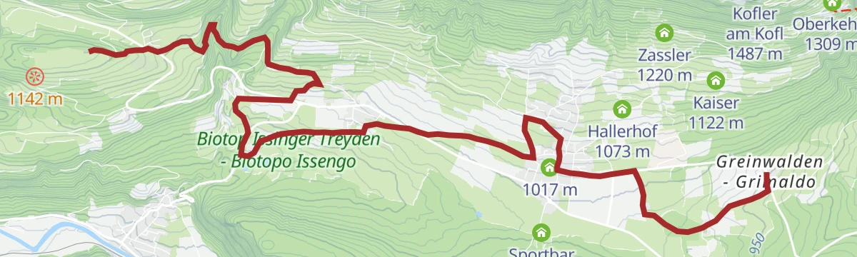 Route map: Four Churches Trail - variant St Martin church in Hofern